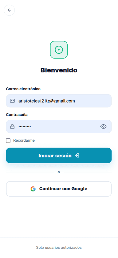 Inicio de sesión en el panel administrativo de Simple Platforms Schedule